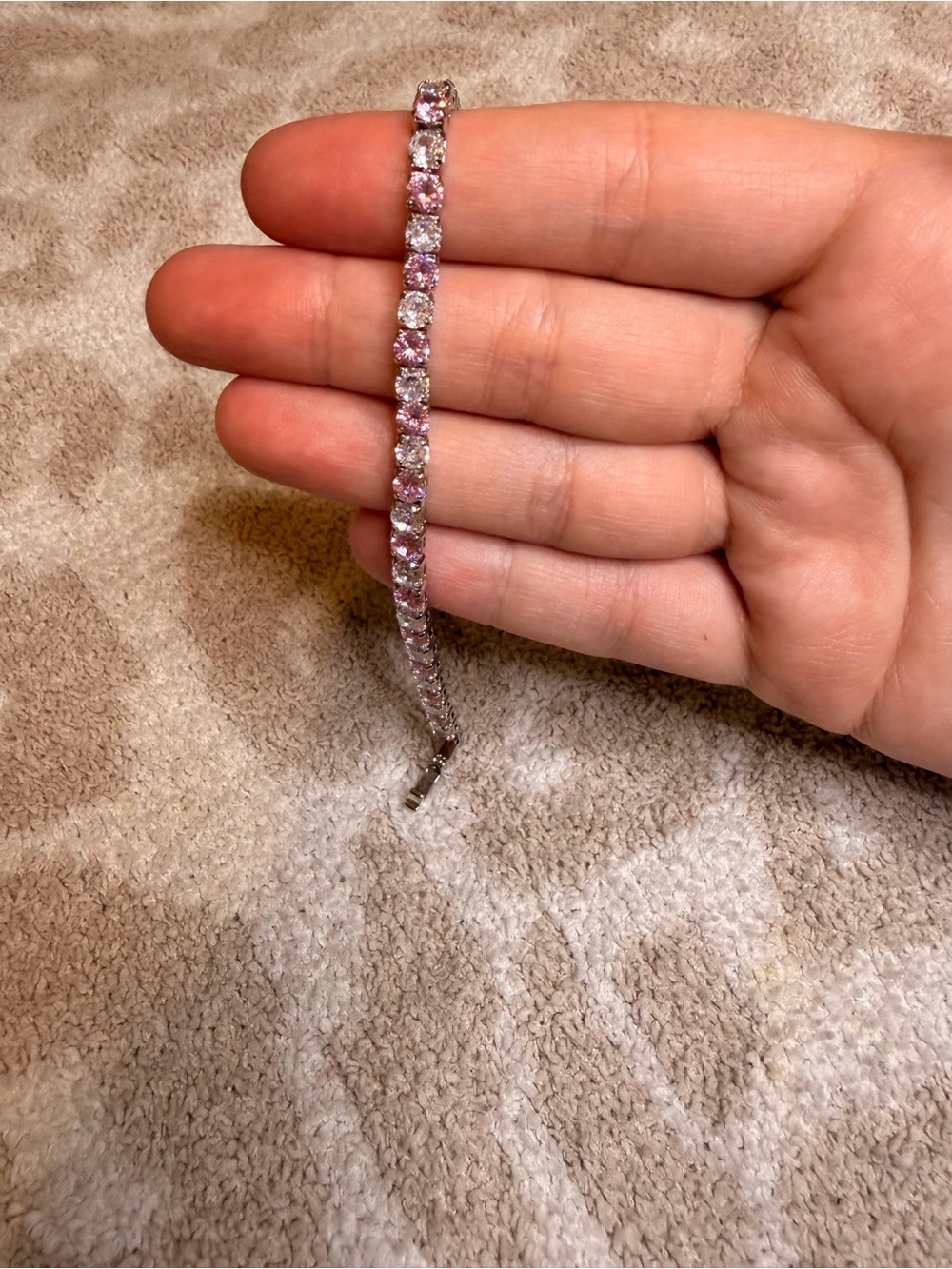 Pink and Clear Stone Tennis Bracelet